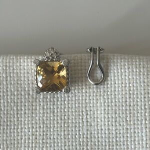 Judith Ripka Sterling silver and Citrine Stud clip earrings